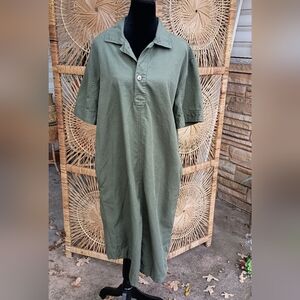 GAP Green 100% Cotton Button-Up Midi Dress_Med
